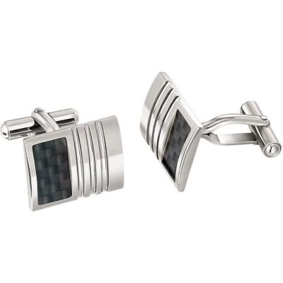 Stainless Steel Cuff Links with Carbon Fiber