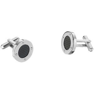 Stainless Steel Round Cuff Links with Carbon Fiber