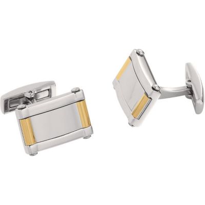 Stainless Steel Cuff Links with Gold Plated Bars