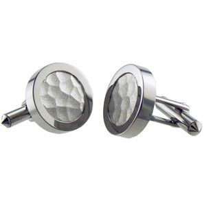Titanium Cuff Links with Sterling Silver Inlay