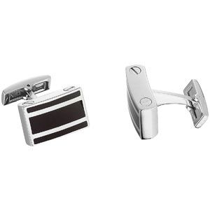 Stainless Steel & Black Enamel Cuff Links