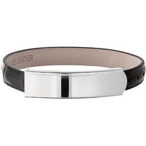 Amalfi&trade; Stainless Steel & Leather ID Bracelet 