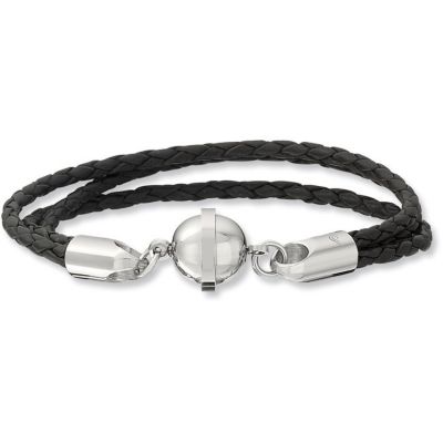 Leather & Stainless Steel Bracelet with Magnetic Clasp