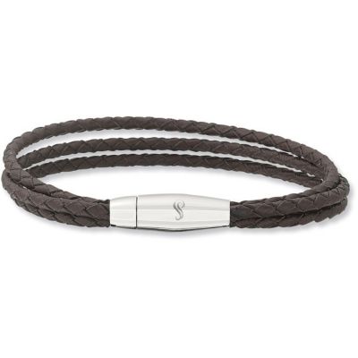 Leather Bracelet with Stainless Steel Magnetic Clasp