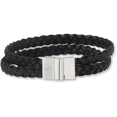 Braided Leather & Stainless Steel Bracelet