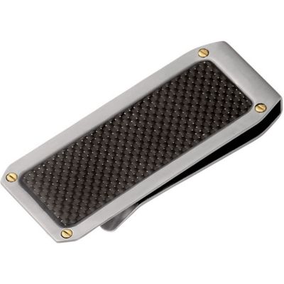 Stainless Steel & 14KT Yellow Money Clip with Carbon Fiber