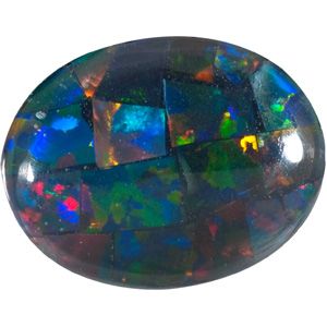 Oval Lab Created Mosaic Opal