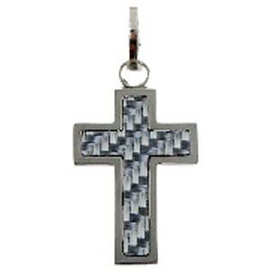 Stainless Steel Cross Pendant with Carbon Fiber