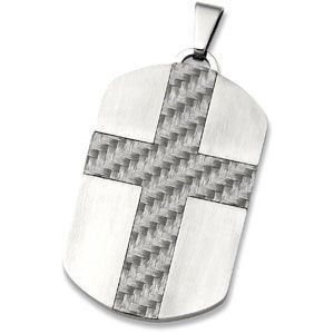 Stainless Steel Pendant or Necklace with Carbon Fiber