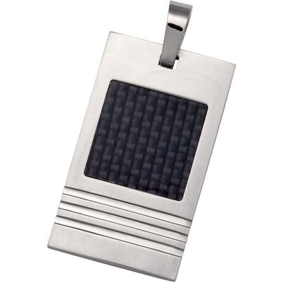 Stainless Steel Pendant with Black Carbon Fiber