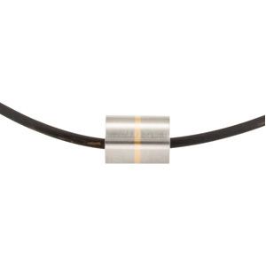 Stainless Steel & 18k Slide Pendant on Rubber Cord Necklace 