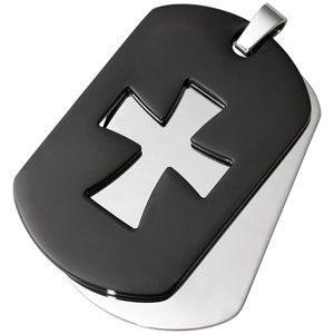 Stainless Steel Double Dog Tag Cross Pendant