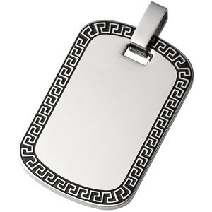 Stainless Steel Greek Key Dog Tag Pendant 