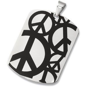 Stainless Steel Peace Sign Dog Tag Pendant