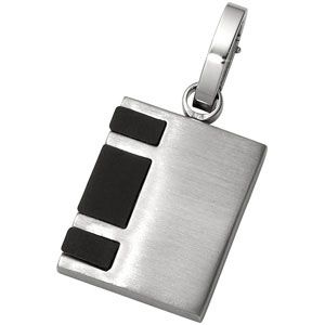 Stainless Steel Pendant with Black Rubber