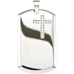 Stainless Steel Dog Tag Pendant with Cross
