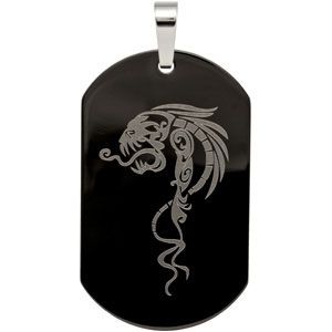 Stainless Steel & Black Immersion Plated Dog Tag