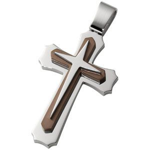 Stainless Steel Triple Layer Cross Pendant with Immerse Plating