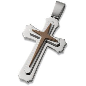 Stainless Steel Triple Layered Cross Pendant with Immerse Plating