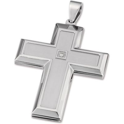 Stainless Steel Diamond Cross Pendant