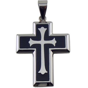 Stainless Steel Cross Pendant with Black Immerse Plating