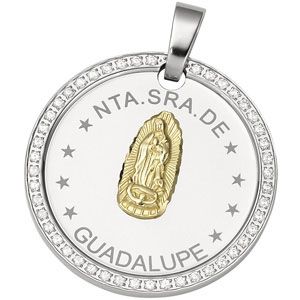 Joyas Alternativas&trade; Stainless Steel & CZ Round Gaudalupe Pendant