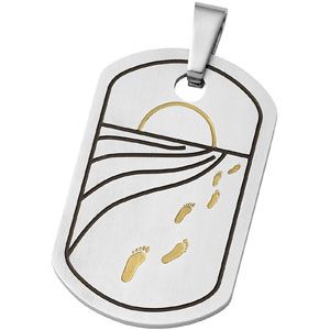 Joyas Alternativas&trade; Reversible Footprints Prayer Dog Tag Pendant
