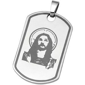 Joyas Alternativas&trade; Stainless Steel Christ Dog Tag Pendant