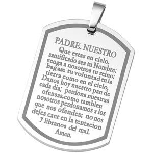 Joyas Alternativas&trade; Stainless Steel Padre Nuestro Dog Tag Pendant