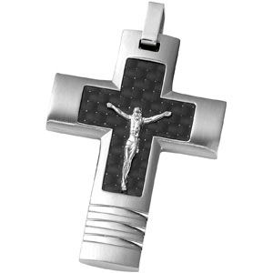 Joyas Alternativas&trade; Crucifix Pendant with Carbon Fiber Center