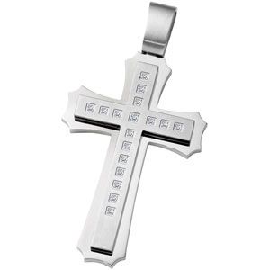 Joyas Alternativas&trade; Stainless Steel & CZ Cross Pendant