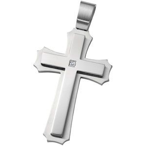 Joyas Alternativas&trade; Stainless Steel & CZ Cross Pendant