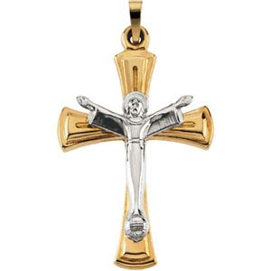 Two Tone Risen Christ Crucifix Pendant