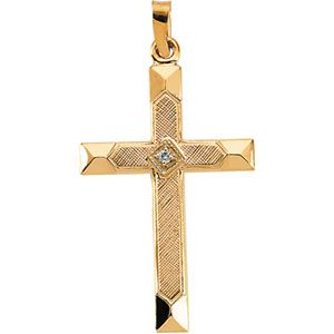 Accented Hollow Cross Diamond Pendant