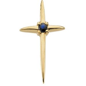 Cross Pendant with Genuine Sapphire