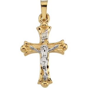 Two Tone Hollow Crucifix Pendant