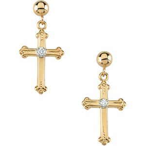 Diamond Cross Dangle Earring
