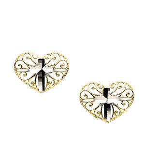 Two Tone Cross Heart Earring