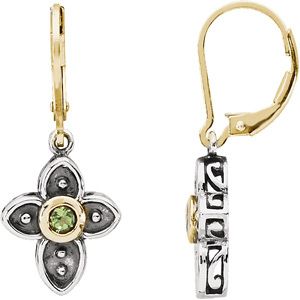Genuine Peridot Cross Earrings