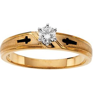 Cross Design Engagement Ring & Ladies and Men's Bands