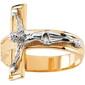 Two Tone Men's Crucifix Ring