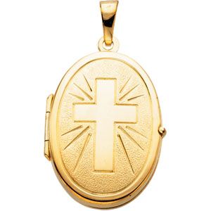 Oval Locket with Cross