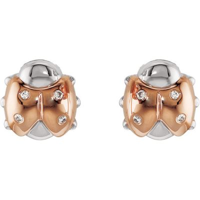 Youth Ladybug Diamond Earrings with Backs