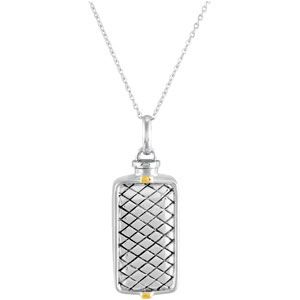 Checkerboard Rectangle Ash Holder Pendant and Chain