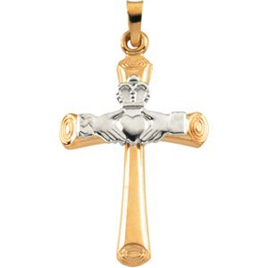 Hollow Claddagh Cross Pendant