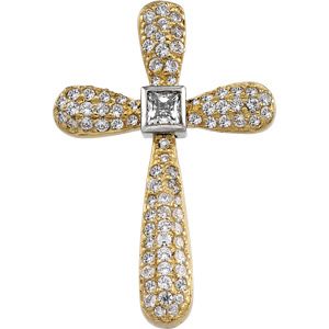 Two Tone Diamond Cross Pendant