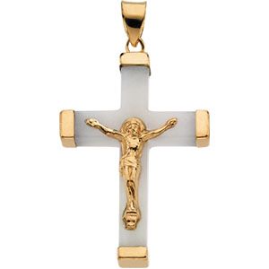 White Jade Square Crucifix Pendant