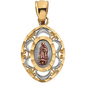 Tri-color Lady of Guadalupe Marquise Pendant