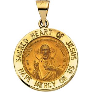Hollow Round Sacred Heart of Jesus Medal
