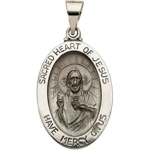 Hollow Oval Sacred Heart of Jesus Medal